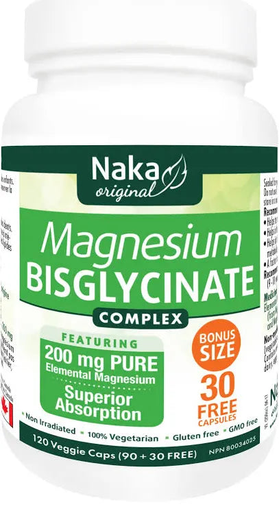 NAKA MAGNESIUM BISGLYCINATE 200MG 120'S BONUS