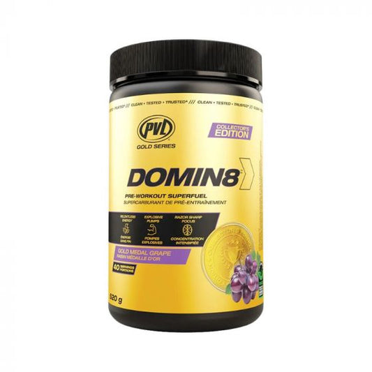 PVL DOMIN8 PRE-WORKOUT GOLD MEDAL GRAPE 520G