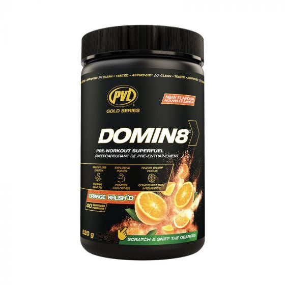 PVL DOMIN8 PRE-WORKOUT ORANGE KRUSH'D 520G