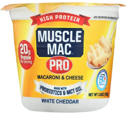 MUSCLE MAC PRO WHITE CHEDDER CUP 102G